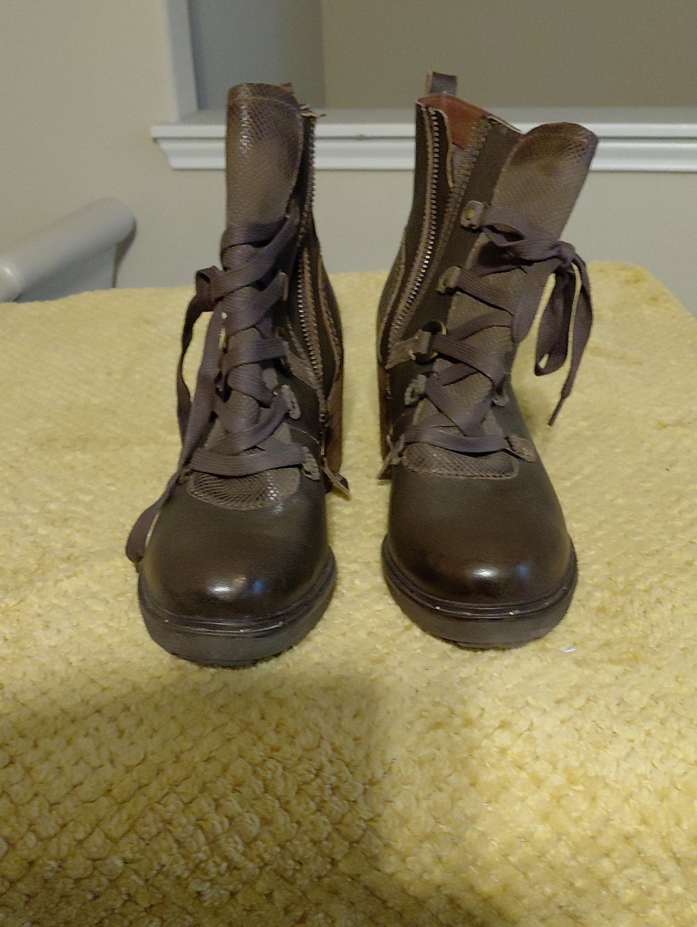 Women's Brown Lace-Up Combat Boots